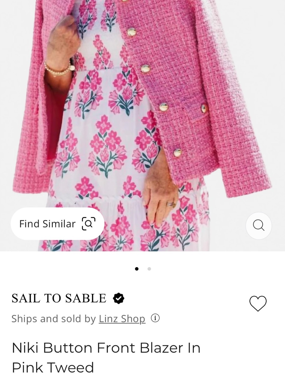 Sail to Sable Pink Tweed Button-Front Blazer